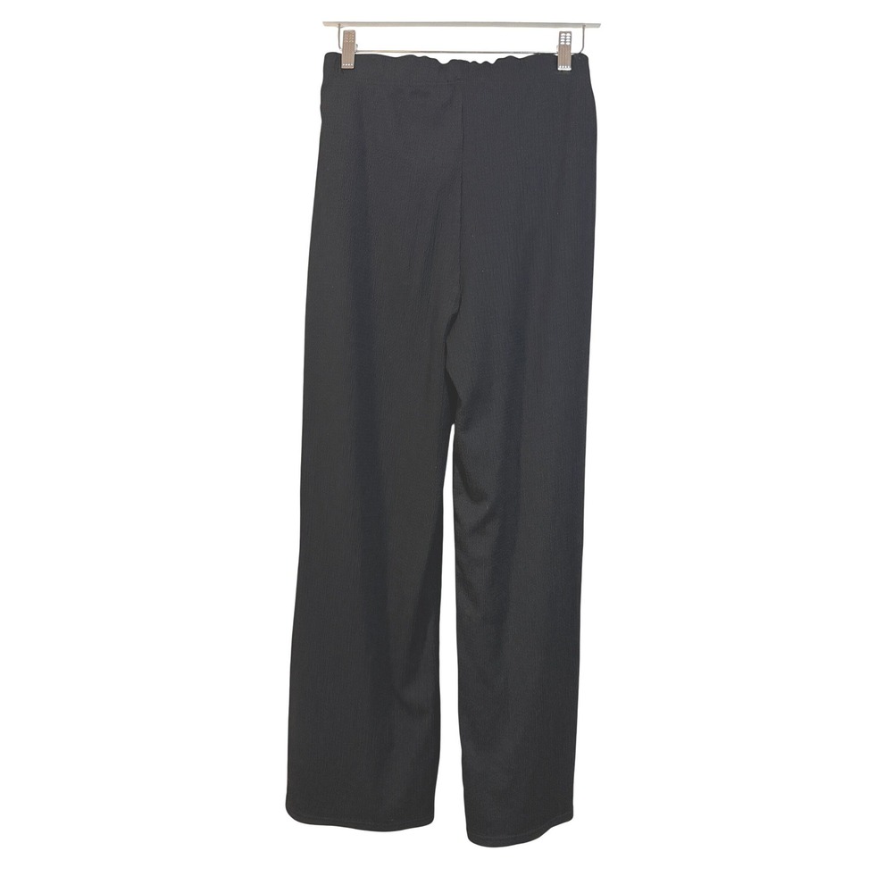 GB Fashion‎ London Wide Leg Pants Womens Medium Black Plisse High Waist Tie Belt - Picture 3 of 7